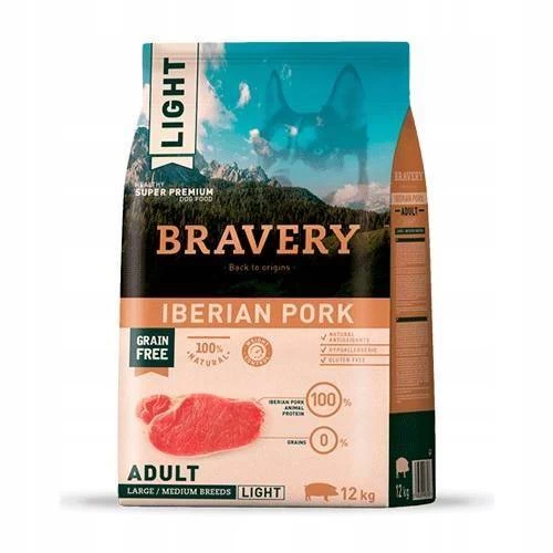 Bravery Adulte Sans Grains Moyen Grand LIGHT Porc Ibérique 12kg 3 Bravery Adulte Sans Grains Moyen Grand LIGHT Porc Ibérique 12kg