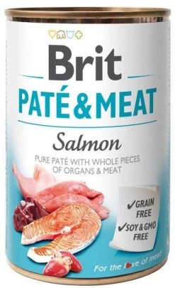 Brit Pate & Meat Avec Du Saumon 400g X12 -L'effet animalerie de la maison. fre pl Brit Pate Meat avec du saumon 400g 9775 1