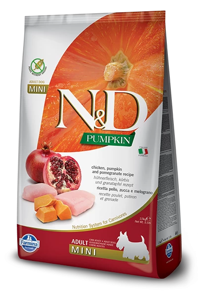 Farmina N&D Pumpkin Grain Free Canine Adult Mini Chicken&Pomegranate 2,5kg 3 Farmina N&D Pumpkin Grain Free Canine Adult Mini Chicken&Pomegranate 2,5kg