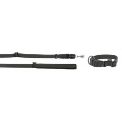 KERBL Set GoLeyGo, Sangle De Collier+laisse Avec Adaptateur 15mm X 29-45cm, 1cm X 1.4-2m,noir,M,max.60kg